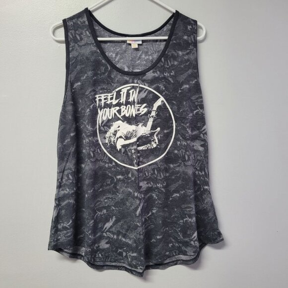 Lularoe Tank Top Rock Roll Guitar Gray Womens Plus 3XL Feel it in Your Bones - Picture 6 of 6